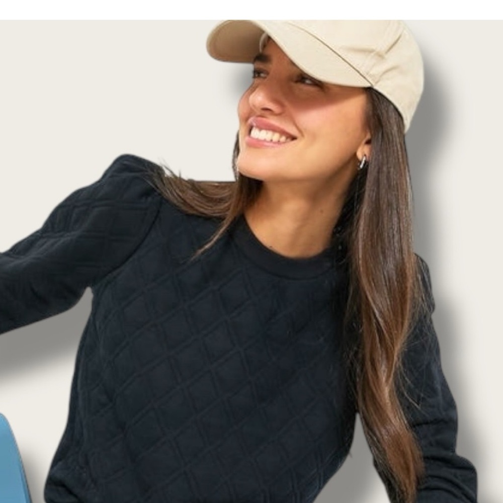 WOMEN FiSOEW SIZE L Black Quilted Sweatshirt